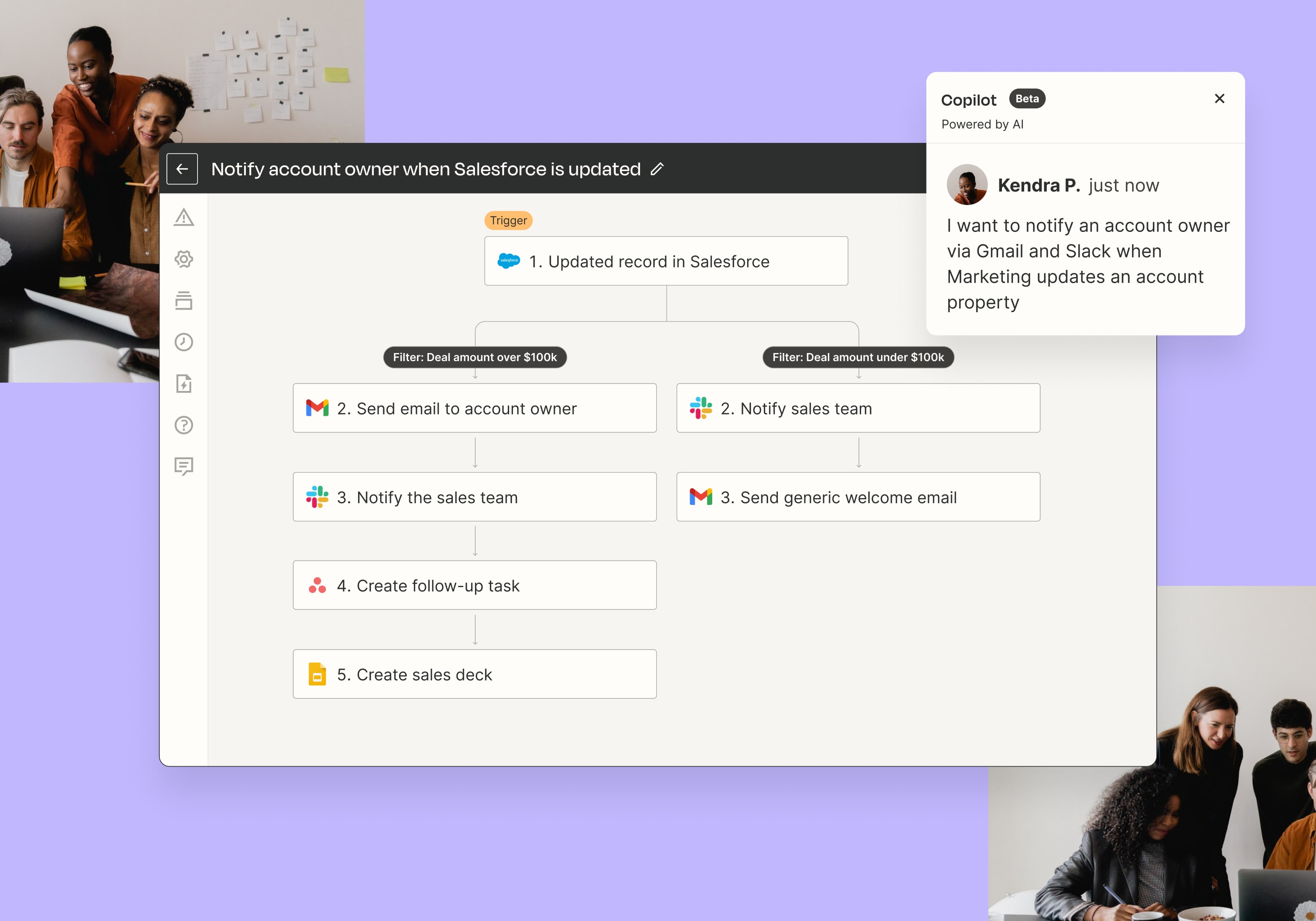 An interface depicting a multi-step workflow