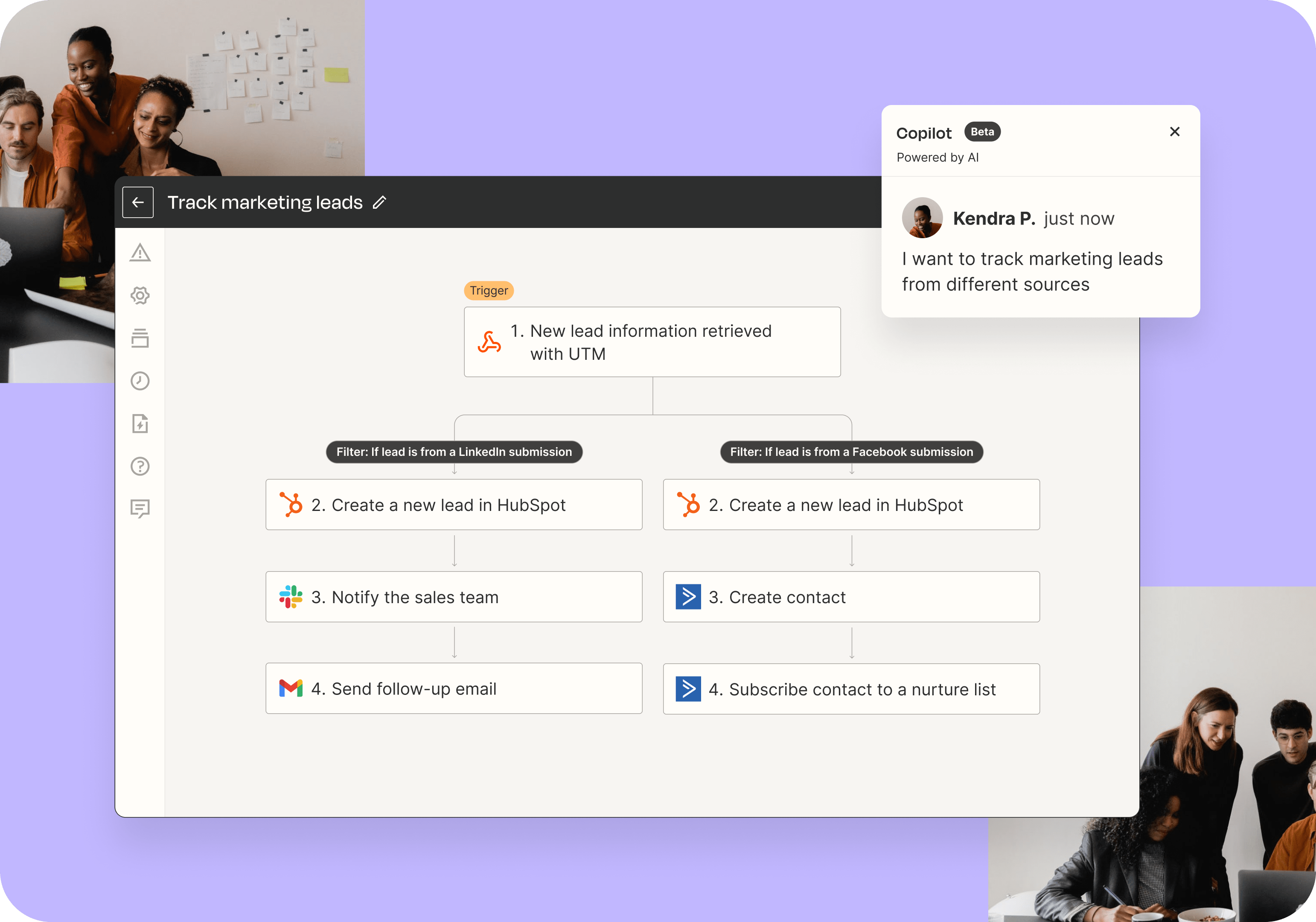 An interface depicting a multi-step workflow