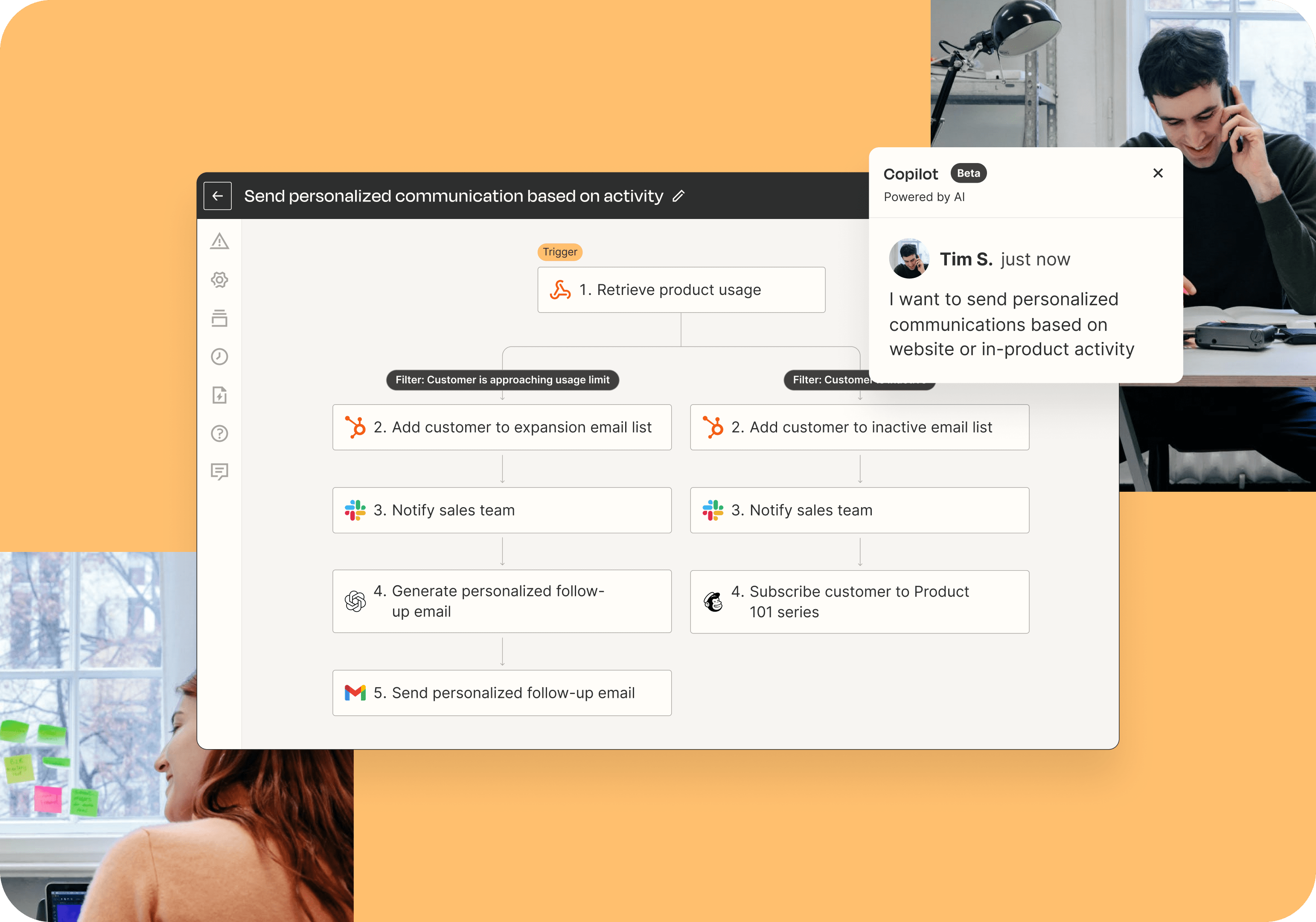 An interface depicting a multi-step workflow