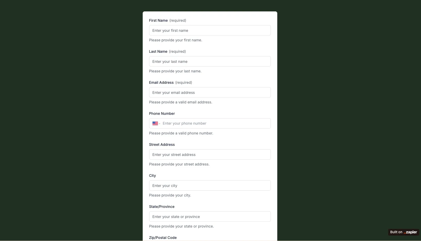 Contact Form Preview