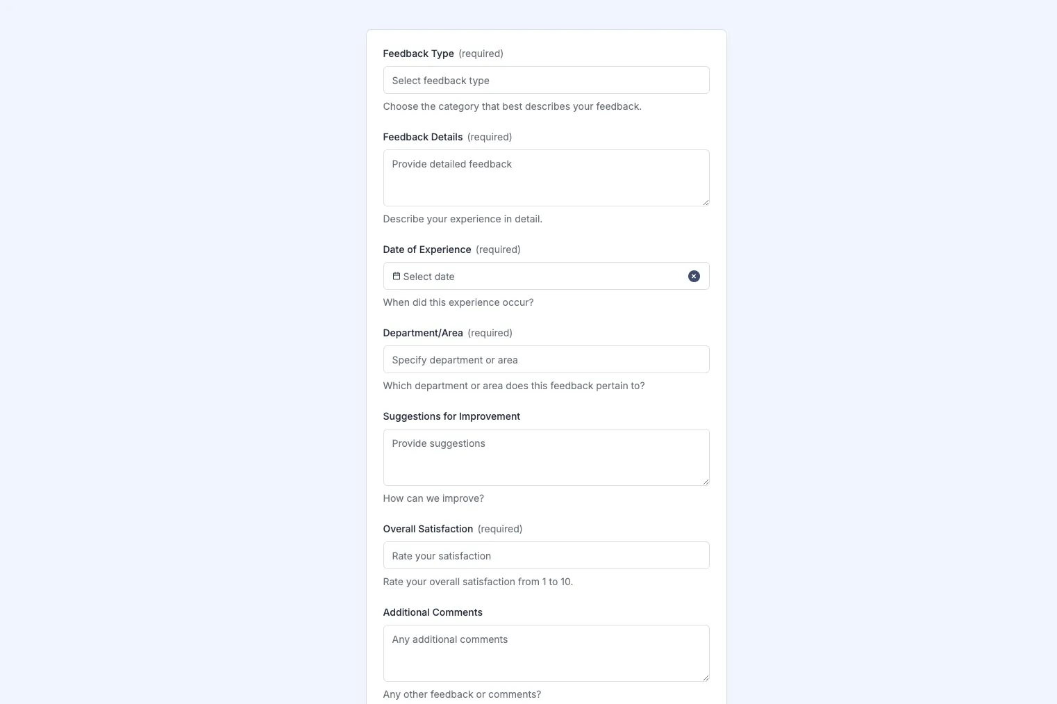 Anonymous Feedback Form Preview
