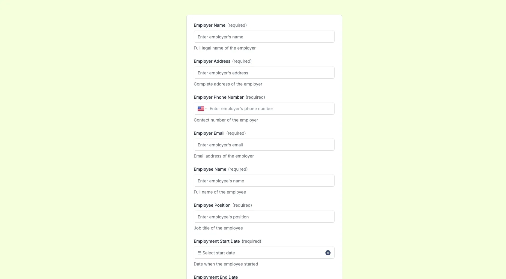 Verification Form Preview