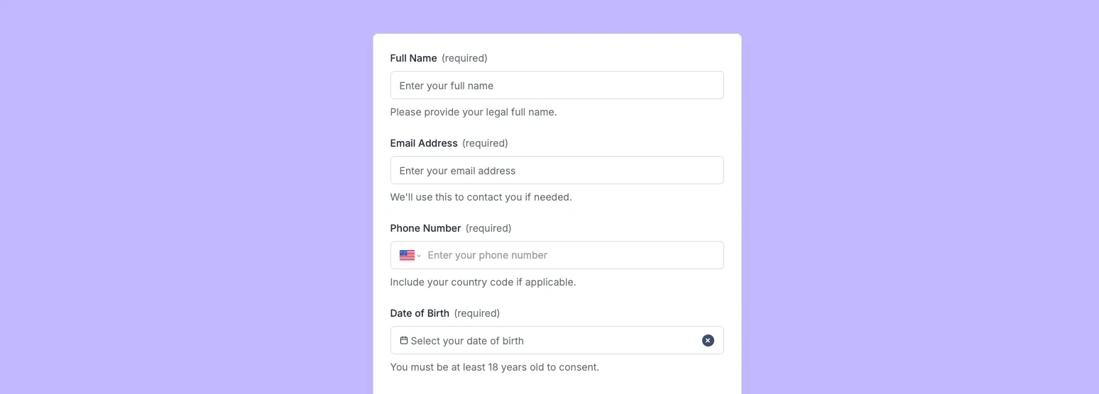 Consent form preview